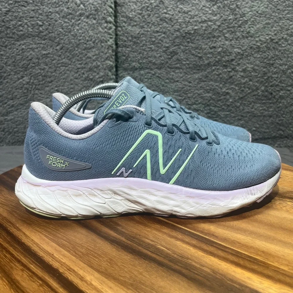New Balance Fresh Foam EVOZ Women's Running Shoes Blue Light Green Size 10.5D